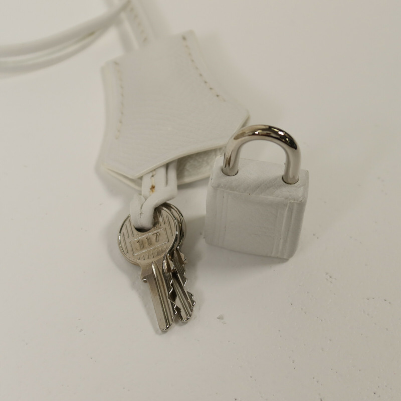 HERMES Epsom皮革Birkin 35手挽袋Blanc-11