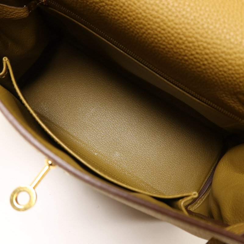 HERMES Togo皮革Kelly 25手挽肩背兩用袋Bronze Dore-4