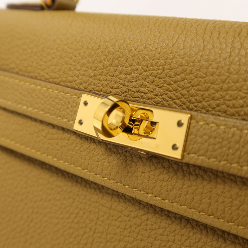 HERMES Togo皮革Kelly 25手挽肩背兩用袋Bronze Dore-9
