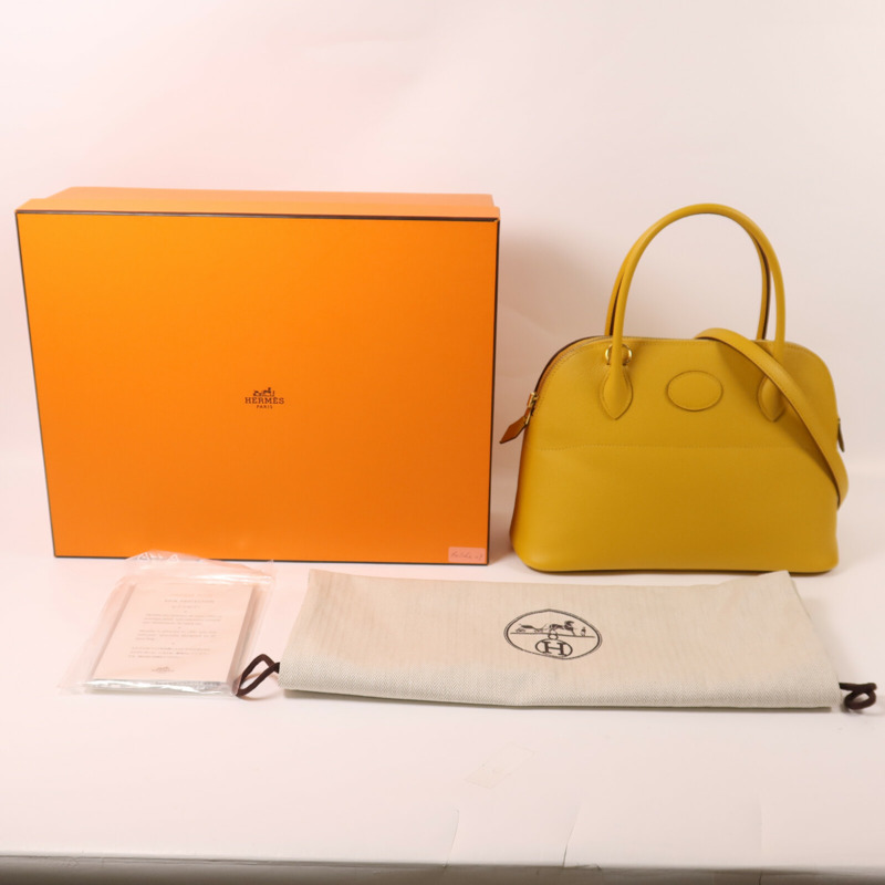 HERMES Epsom皮革Bolide 27手挽肩背兩用袋Jaune Ambre-8