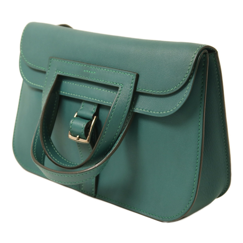 HERMES Swift皮革Mini Halzan手挽肩背兩用袋Malachite-2