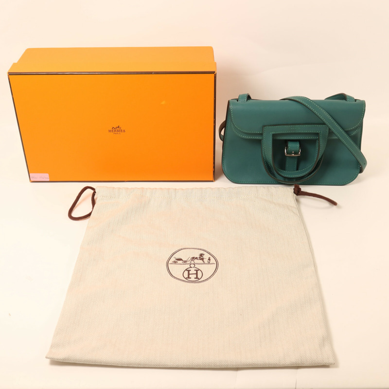 HERMES Swift皮革Mini Halzan手挽肩背兩用袋Malachite-8