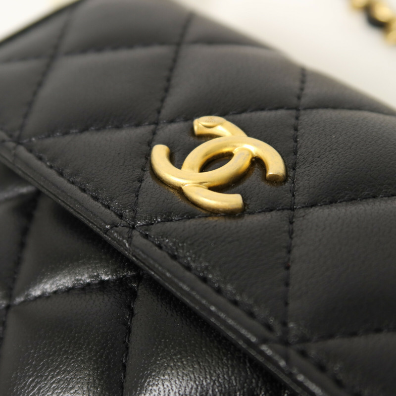 CHANEL 羊皮皮革Chain Shoulder鏈帶肩背袋-10