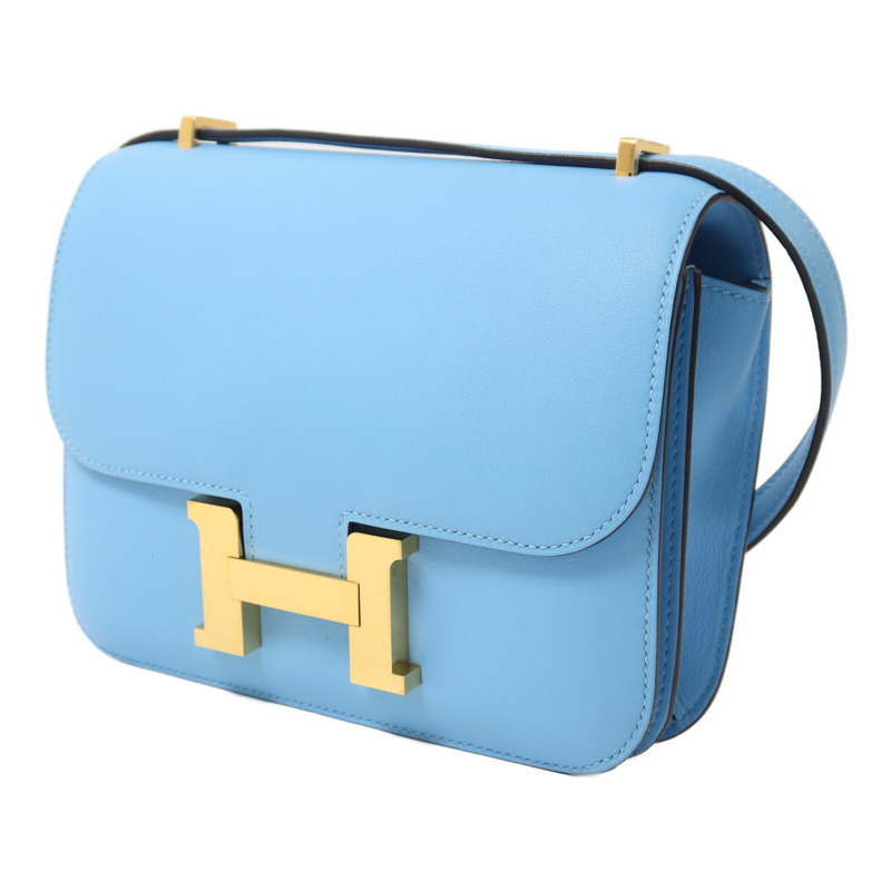 HERMES Swift皮革Constance Mini肩背袋Celeste-2