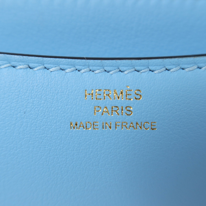 HERMES Swift皮革Constance Mini肩背袋Celeste-5