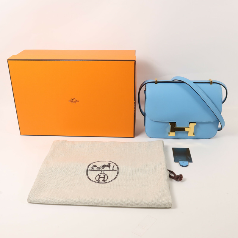 HERMES Swift皮革Constance Mini肩背袋Celeste-8