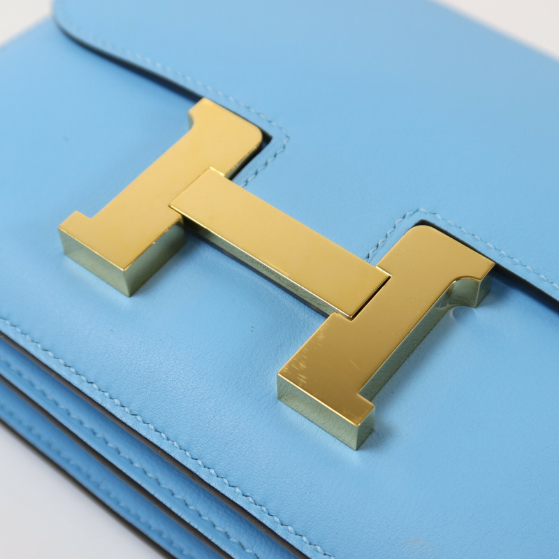 HERMES Swift皮革Constance Mini肩背袋Celeste-9