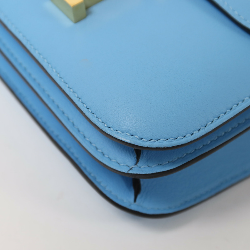 HERMES Swift皮革Constance Mini肩背袋Celeste-11