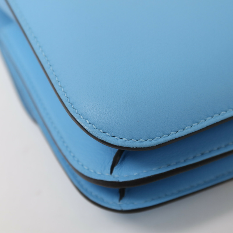 HERMES Swift皮革Constance Mini肩背袋Celeste-12