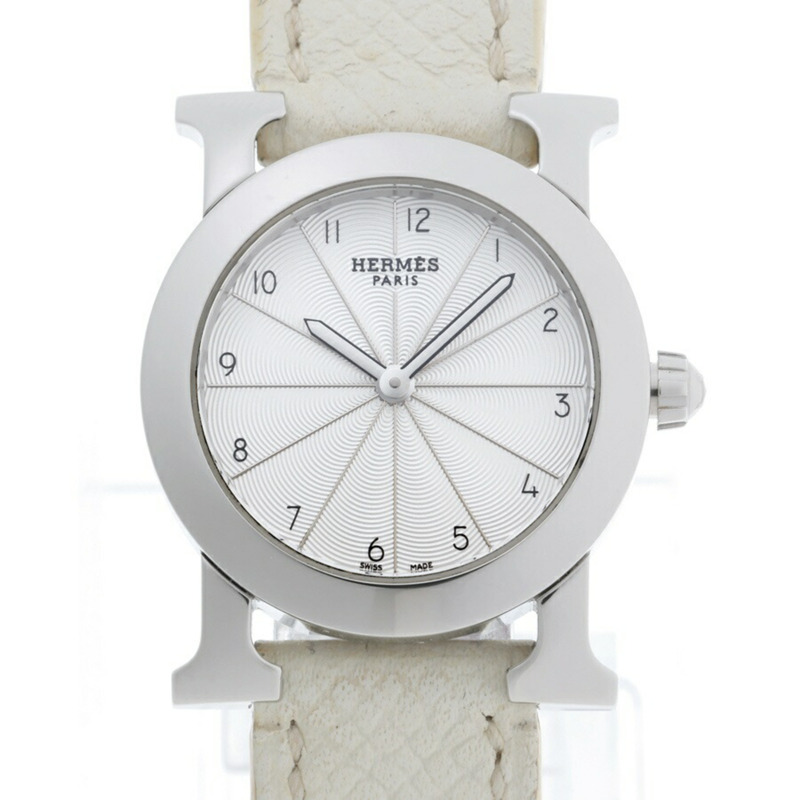 愛馬仕 H-Watch Ronde HR1.210 白色石英腕錶-0