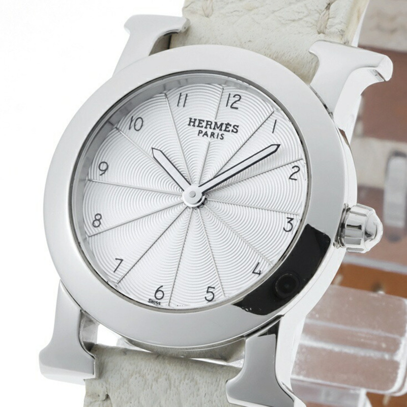 愛馬仕 H-Watch Ronde HR1.210 白色石英腕錶-1