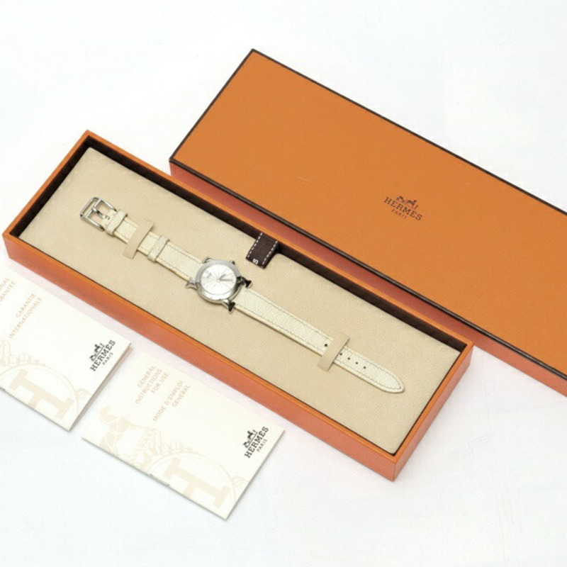 愛馬仕 H-Watch Ronde HR1.210 白色石英腕錶-9