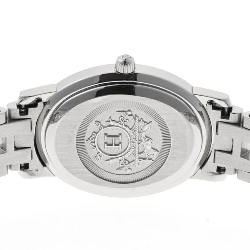 愛馬仕 Clipper 橢圓形珍珠母貝 CO1.230 12P 鑽石錶圈 粉紅貝殼石英-3