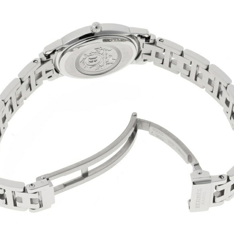 愛馬仕 Clipper 橢圓形珍珠母貝 CO1.230 12P 鑽石錶圈 粉紅貝殼石英-6