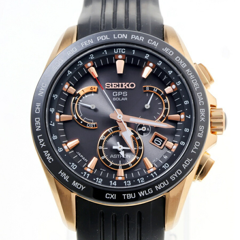 精工 Astron SBXB055 8X53-0AC0-2 黑色石英 GPS 太陽能手錶-0