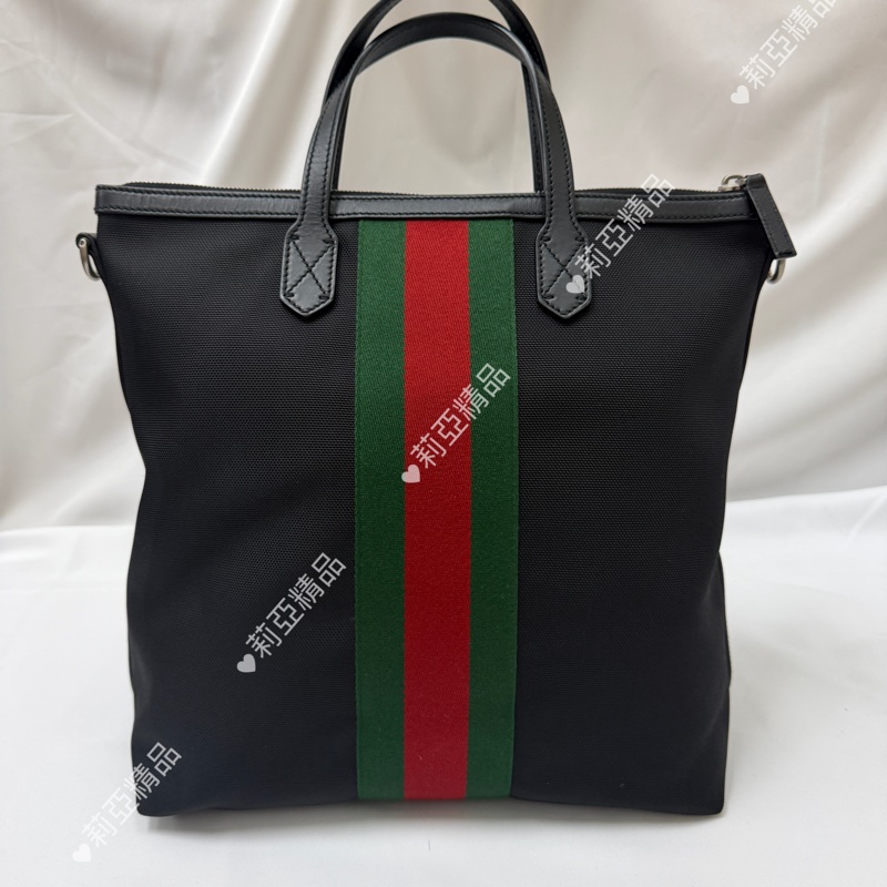 莉亞精品♡Gucci 直式托特包 黑 二手美包-3