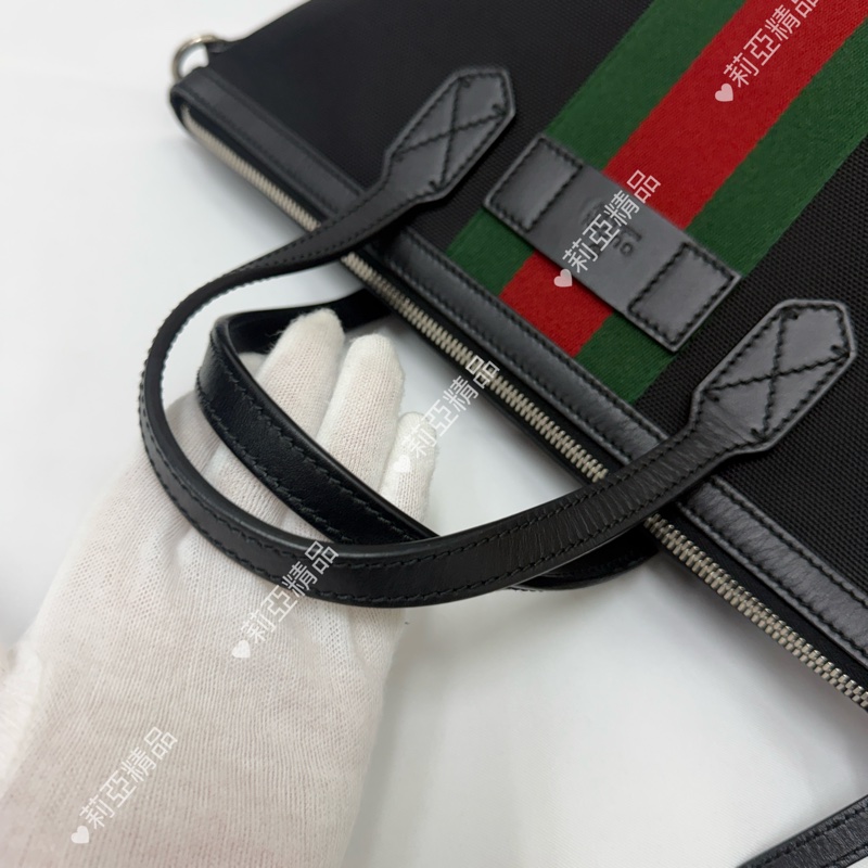 莉亞精品♡Gucci 直式托特包 黑 二手美包-12
