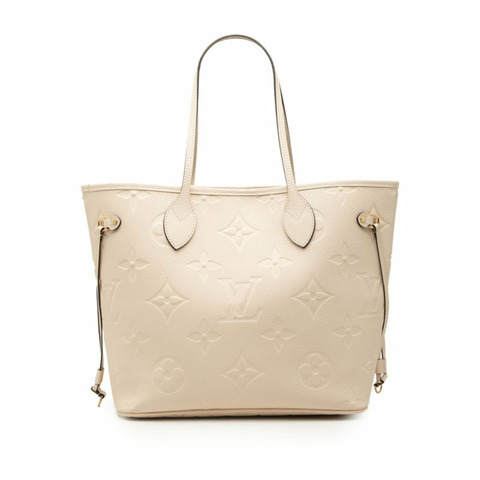 路易威登 Monogram Empreinte Neverfull MM 手提包/單肩包 M46676 米色皮革 女士 LOUIS VUITTON