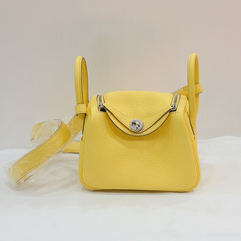 莉亞精品♡ Hermes mini Lindy 檸檬黃#b刻 全新未使用-0