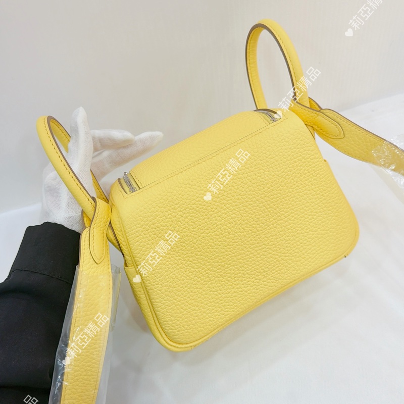 莉亞精品♡ Hermes mini Lindy 檸檬黃#b刻 全新未使用-3