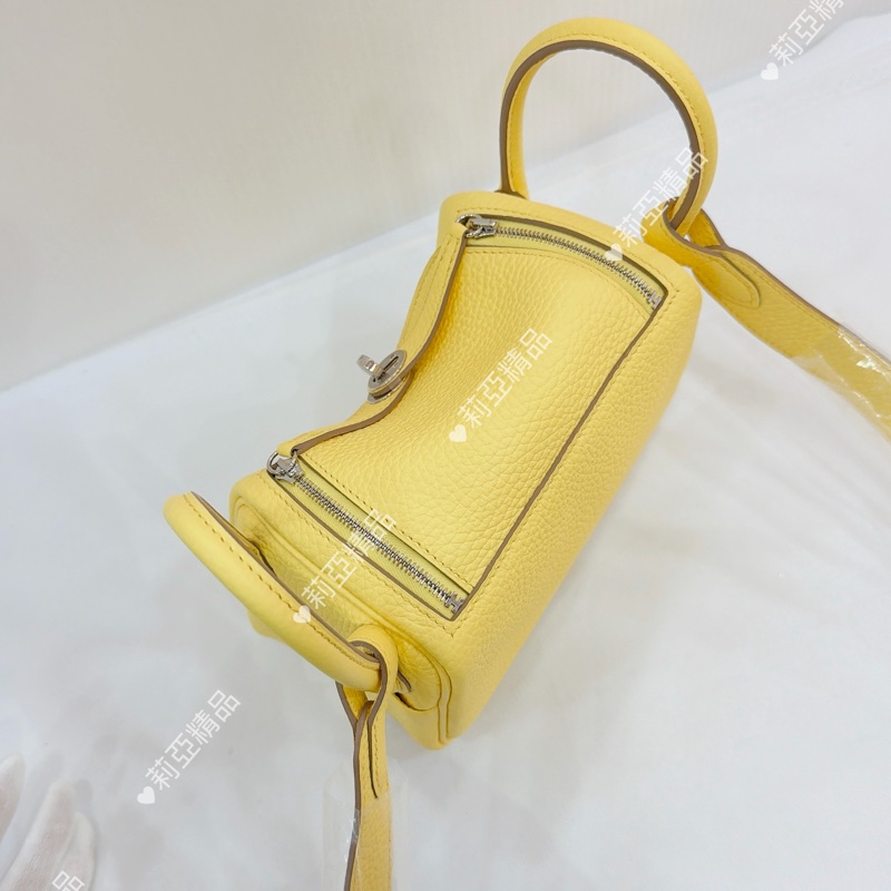 莉亞精品♡ Hermes mini Lindy 檸檬黃#b刻 全新未使用-4