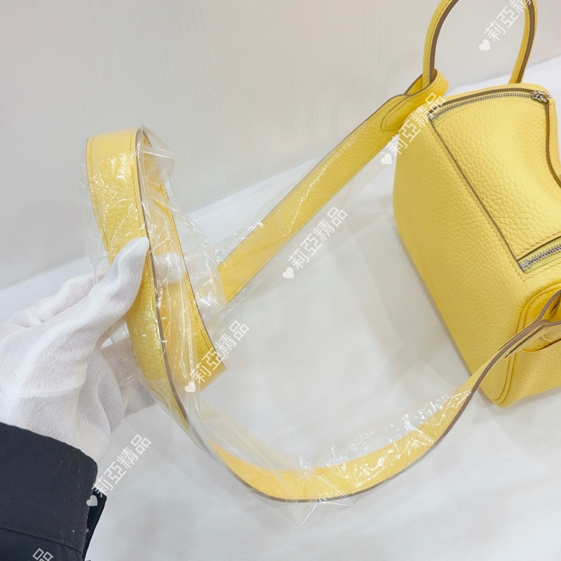 莉亞精品♡ Hermes mini Lindy 檸檬黃#b刻 全新未使用-8