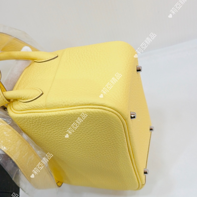 莉亞精品♡ Hermes mini Lindy 檸檬黃#b刻 全新未使用-14