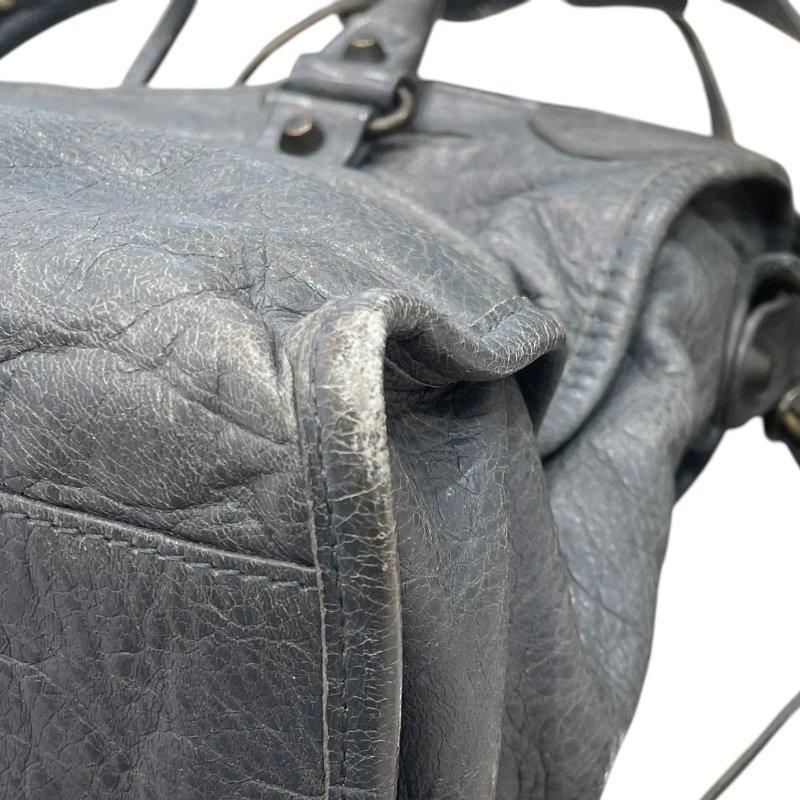 BALENCIAGA 巴黎世家 THE CITY 機車包 皮革 灰色 槍色釦-9