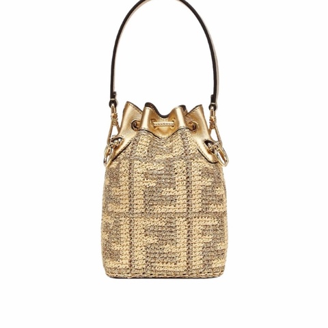 Fendi 女士 Mon Tresor迷你徽標抽繩手提包均碼碼MINI、12 X 10 X 18 CM