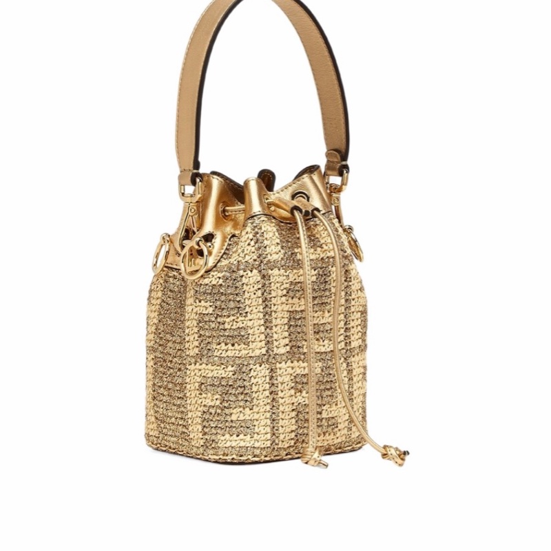 Fendi 女士 Mon Tresor迷你徽標抽繩手提包均碼碼MINI、12 X 10 X 18 CM-1