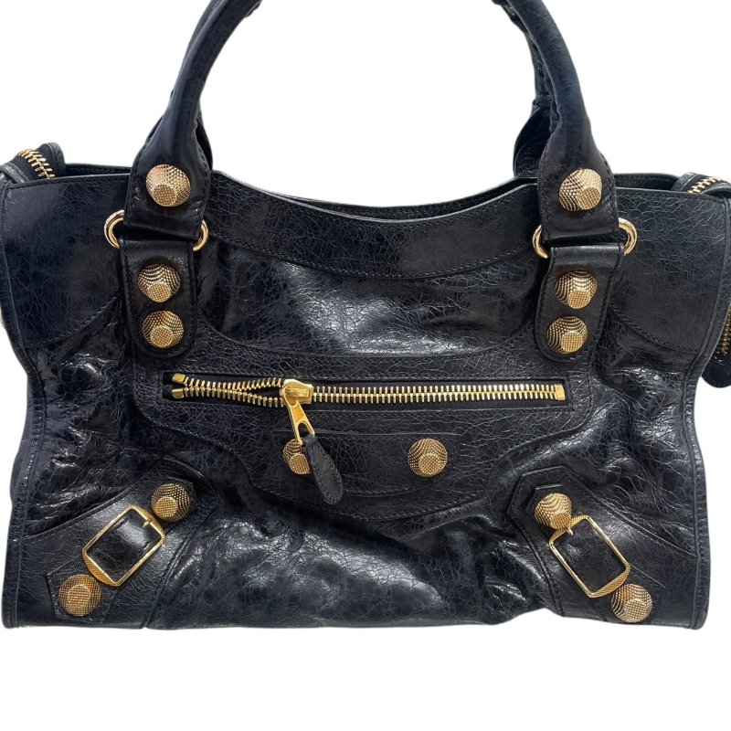 BALENCIAGA 巴黎世家 THE CITY 機車包 皮革 黑色 金釦-1