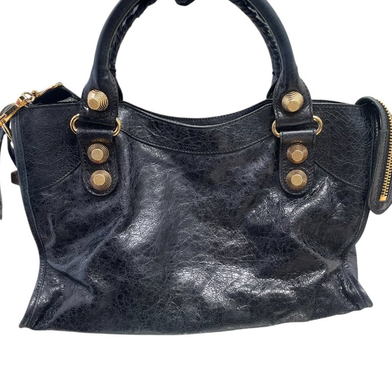 BALENCIAGA 巴黎世家 THE CITY 機車包 皮革 黑色 金釦-2