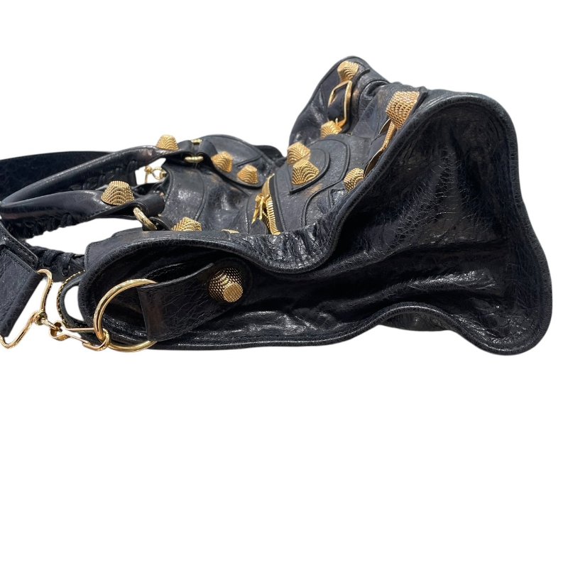 BALENCIAGA 巴黎世家 THE CITY 機車包 皮革 黑色 金釦-3