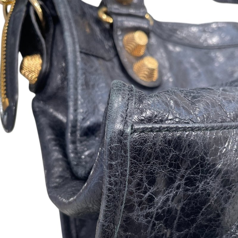 BALENCIAGA 巴黎世家 THE CITY 機車包 皮革 黑色 金釦-8