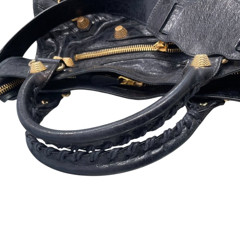 BALENCIAGA 巴黎世家 THE CITY 機車包 皮革 黑色 金釦-10