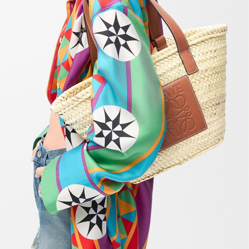 Loewe 女士 棕櫚葉和小牛皮籃子手提包均碼碼40cm*16cm*36.5cm-3