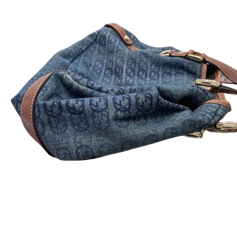 GUCCI 古馳 130736 托特包 丹寧布 藍色系 金釦-2