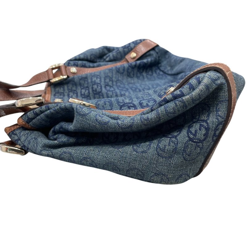 GUCCI 古馳 130736 托特包 丹寧布 藍色系 金釦-3