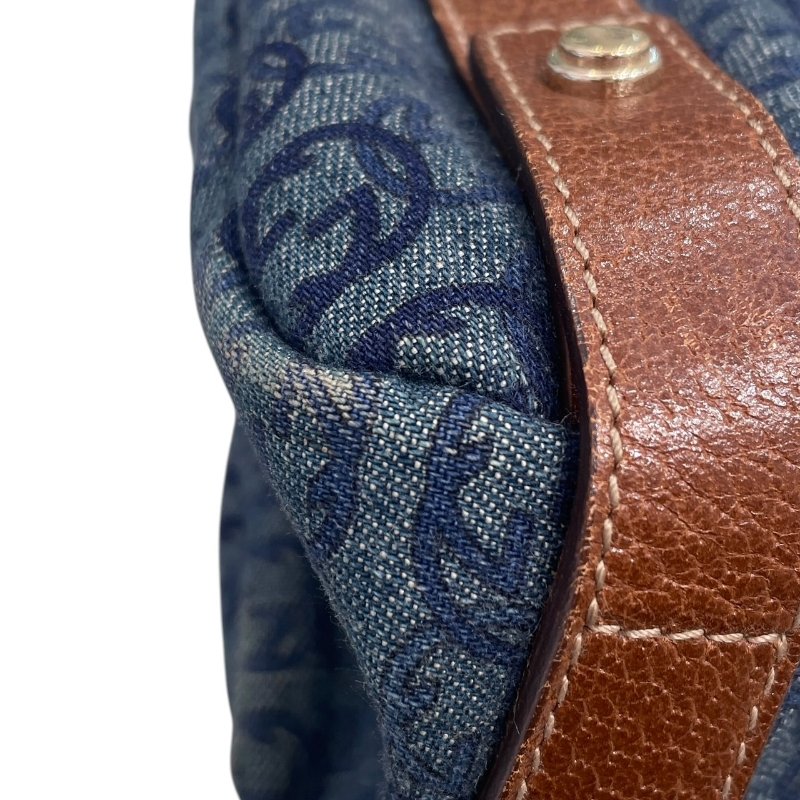 GUCCI 古馳 130736 托特包 丹寧布 藍色系 金釦-5