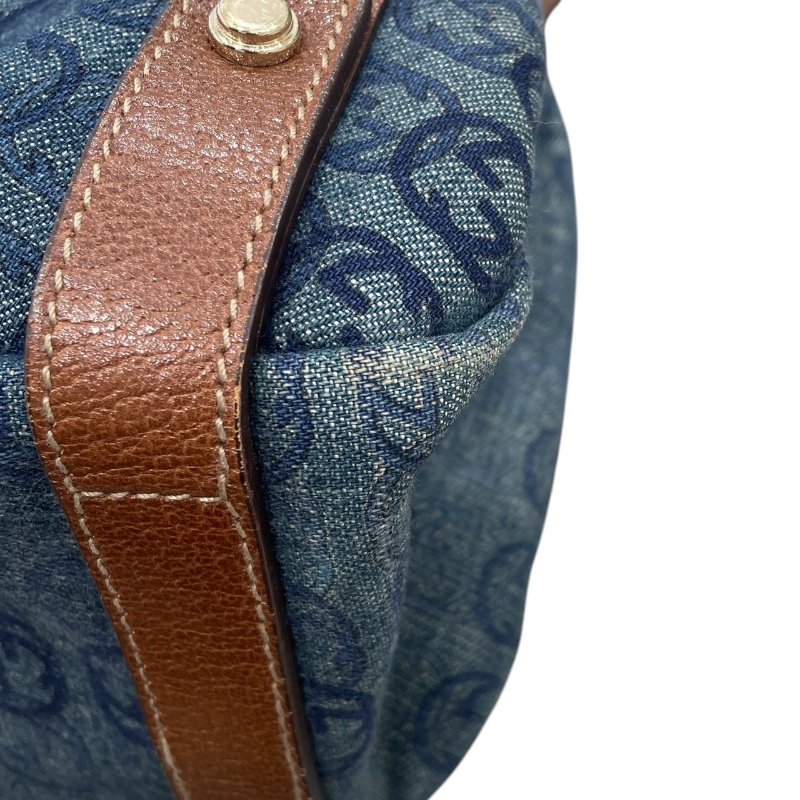 GUCCI 古馳 130736 托特包 丹寧布 藍色系 金釦-8