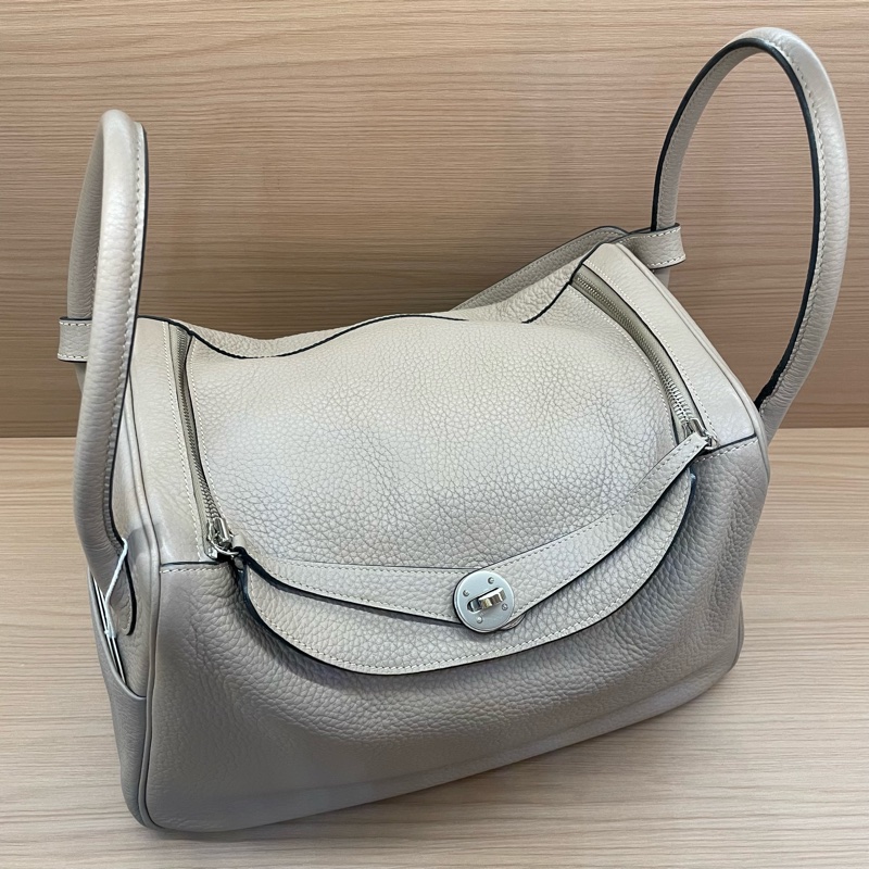 NO:C100 Hermes 愛馬仕 LINDY斑鳩灰 銀扣TC 34，2009年 框m 無附件-4