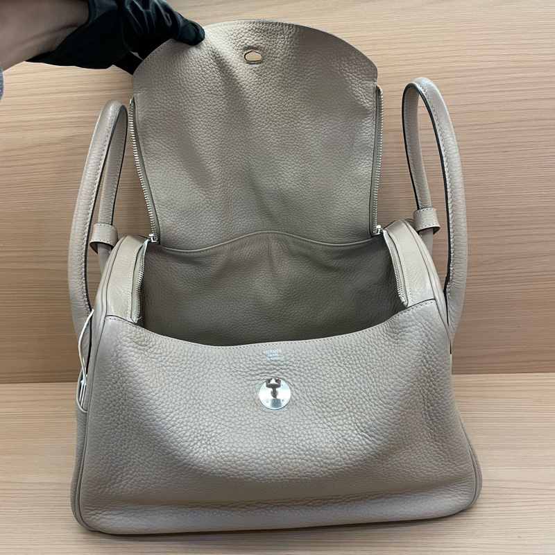 NO:C100 Hermes 愛馬仕 LINDY斑鳩灰 銀扣TC 34，2009年 框m 無附件-8