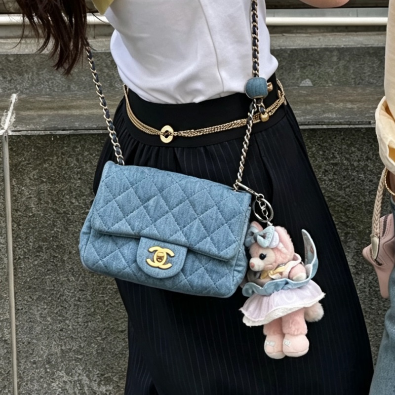 CHANEL香奈兒22C牛仔丹寜金球方胖子芯片款牛仔配色超美百搭-2