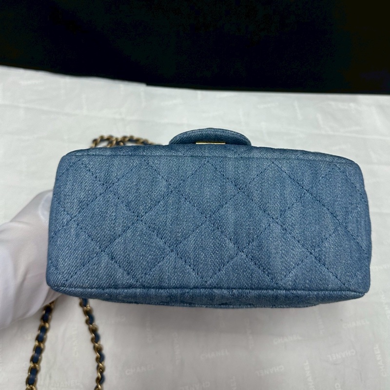 CHANEL香奈兒22C牛仔丹寜金球方胖子芯片款牛仔配色超美百搭-10
