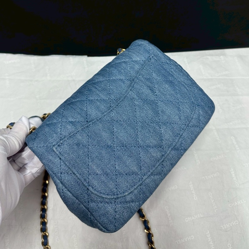 CHANEL香奈兒22C牛仔丹寜金球方胖子芯片款牛仔配色超美百搭-11