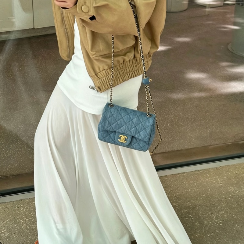 CHANEL香奈兒22C牛仔丹寜金球方胖子芯片款牛仔配色超美百搭-20