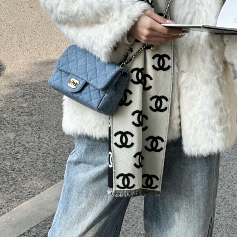 CHANEL香奈兒22C牛仔丹寜金球方胖子芯片款牛仔配色超美百搭-25