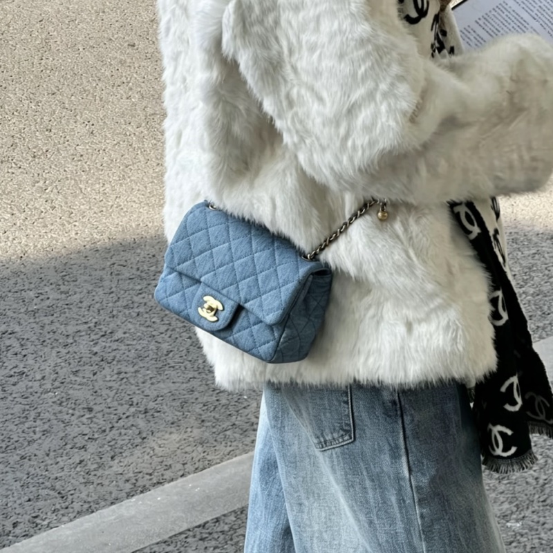 CHANEL香奈兒22C牛仔丹寜金球方胖子芯片款牛仔配色超美百搭-26