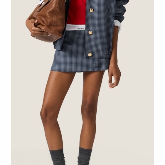 Miu Miu 女士 格紋迷你短裙-2