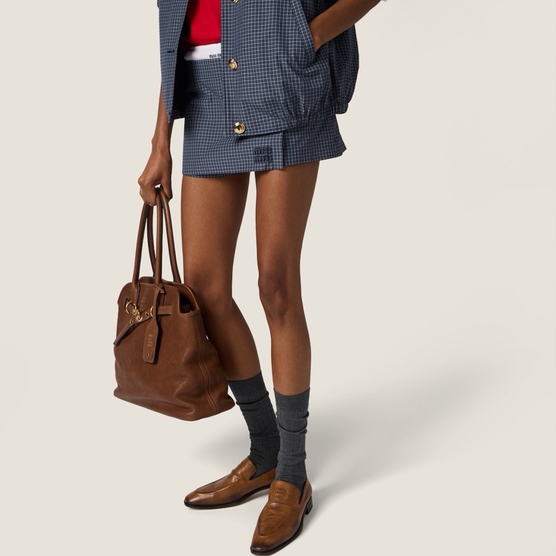 Miu Miu 女士 格紋迷你短裙-3